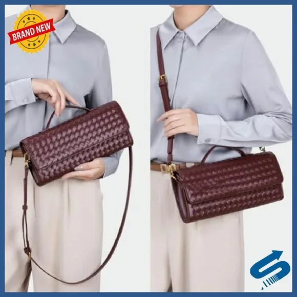 Vegan Leather Evening Clutch with Adjustable Strap, 12.2 Crossbody Bag